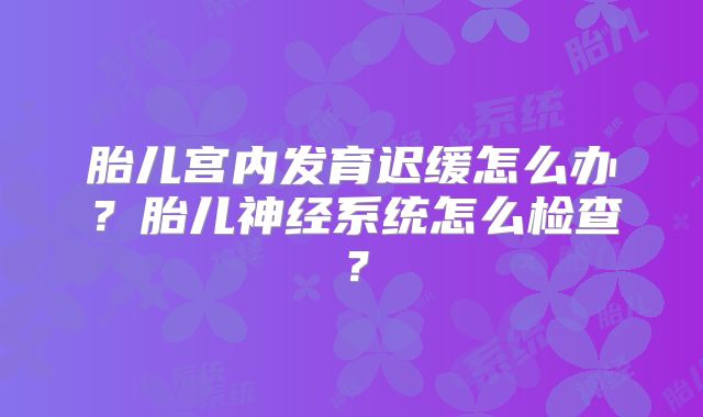 胎儿宫内发育迟缓怎么办？胎儿神经系统怎么检查？
