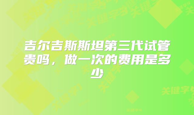 吉尔吉斯斯坦第三代试管贵吗，做一次的费用是多少