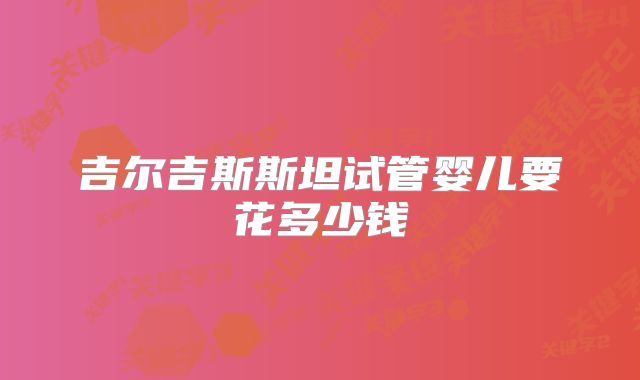 吉尔吉斯斯坦试管婴儿要花多少钱