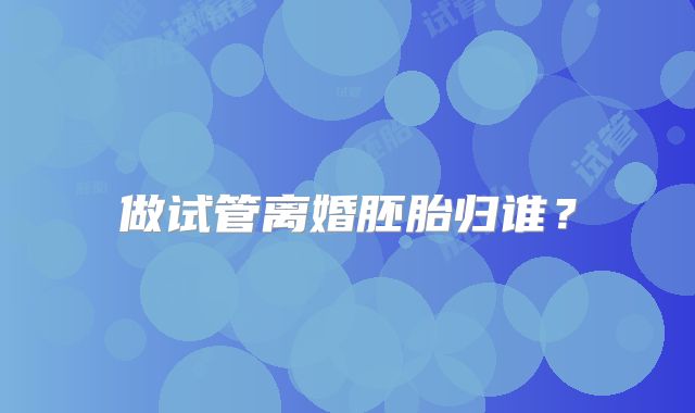 做试管离婚胚胎归谁?