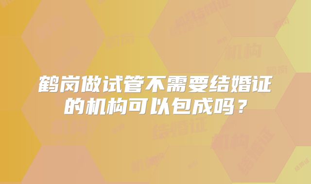 鹤岗做试管不需要结婚证的机构可以包成吗？