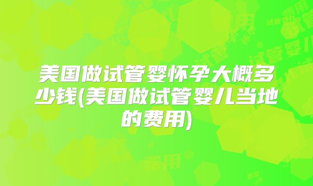 美国做试管婴怀孕大概多少钱(美国做试管婴儿当地的费用)