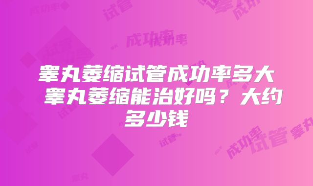 睾丸萎缩试管成功率多大 睾丸萎缩能治好吗？大约多少钱