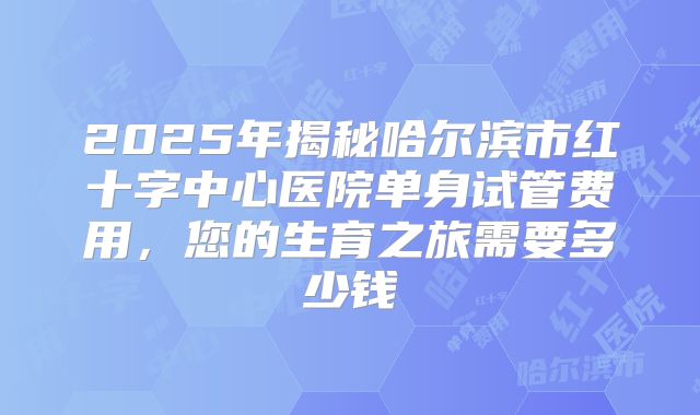 2025年揭秘哈尔滨市红十字中心医院单身试管费用,您的生育之旅需要多少钱