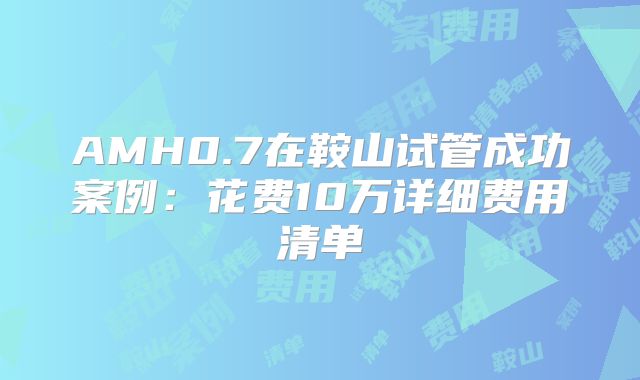 AMH0.7在鞍山试管成功案例：花费10万详细费用清单