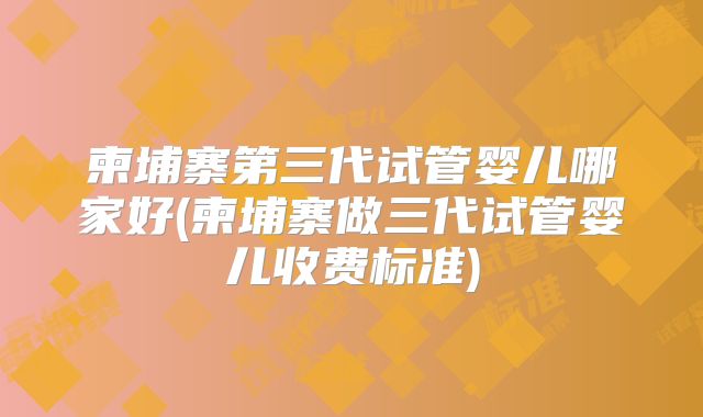 柬埔寨第三代试管婴儿哪家好(柬埔寨做三代试管婴儿收费标准)