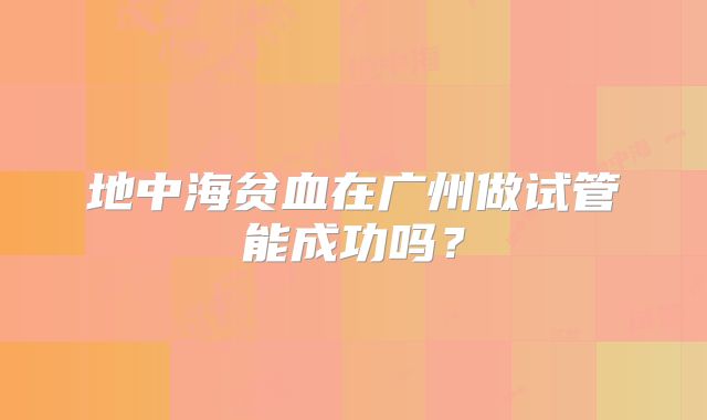 地中海贫血在广州做试管能成功吗？