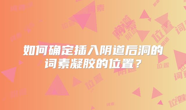 如何确定插入阴道后洞的词素凝胶的位置?