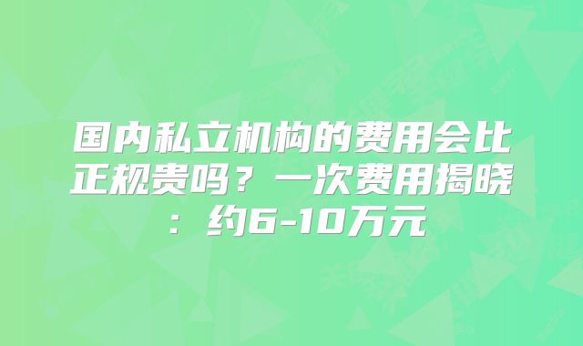 国内私立机构的费用会比正规贵吗?一次费用揭晓:约6-10万元