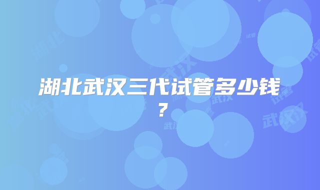 湖北武汉三代试管多少钱?