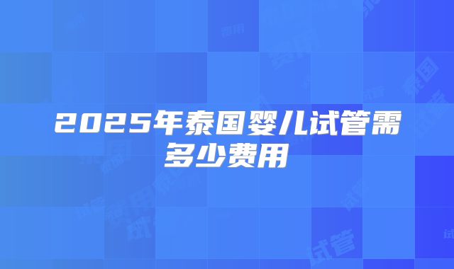 2025年泰国婴儿试管需多少费用