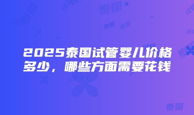 2025泰国试管婴儿价格多少,哪些方面需要花钱
