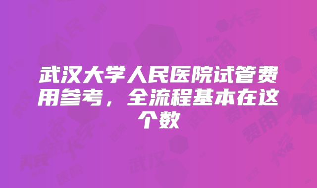 武汉大学人民医院试管费用参考，全流程基本在这个数