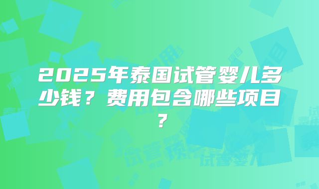 2025年泰国试管婴儿多少钱?费用包含哪些项目?