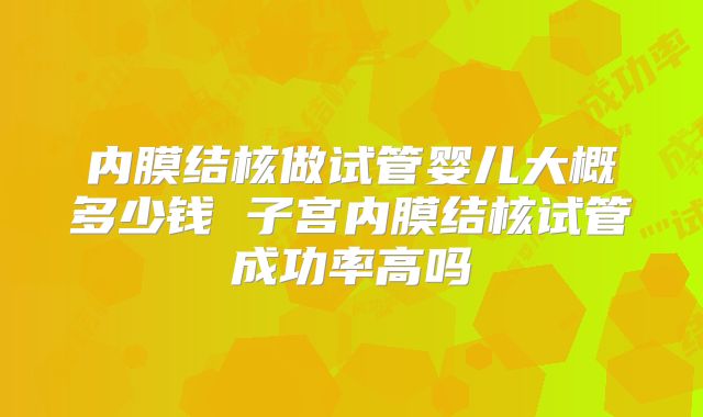 内膜结核做试管婴儿大概多少钱 子宫内膜结核试管成功率高吗