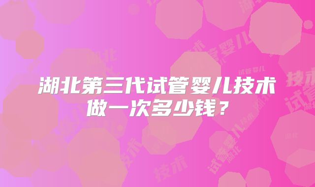 湖北第三代试管婴儿技术做一次多少钱?
