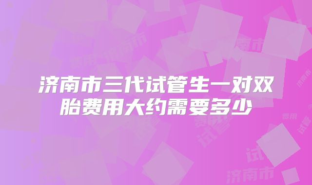 济南市三代试管生一对双胎费用大约需要多少