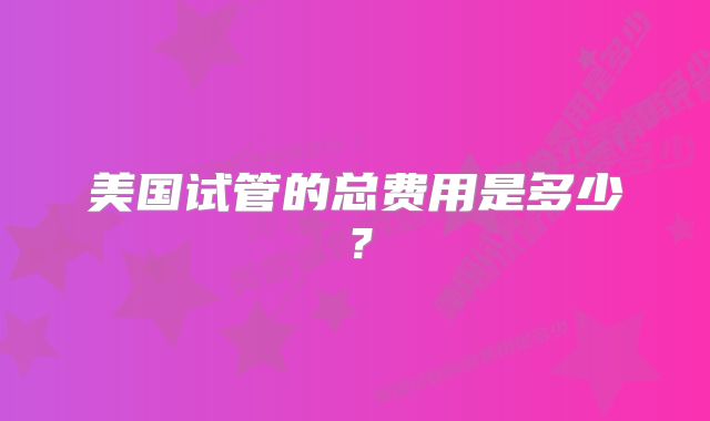美国试管的总费用是多少?