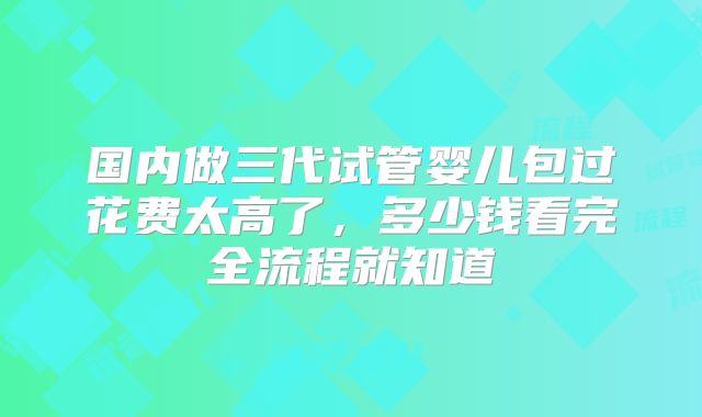 国内做三代试管婴儿包过花费太高了，多少钱看完全流程就知道