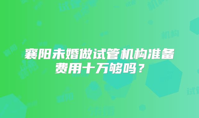 襄阳未婚做试管机构准备费用十万够吗？