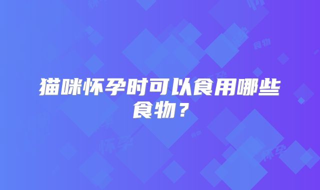 猫咪怀孕时可以食用哪些食物？