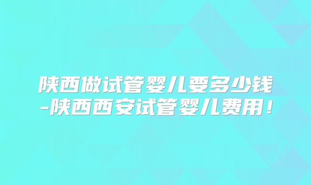 陕西做试管婴儿要多少钱-陕西西安试管婴儿费用！