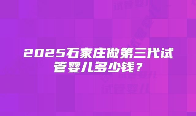 2025石家庄做第三代试管婴儿多少钱？