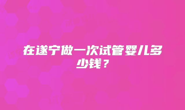 在遂宁做一次试管婴儿多少钱？