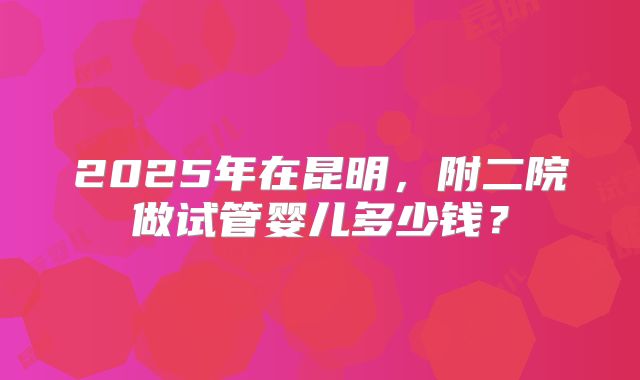 2025年在昆明，附二院做试管婴儿多少钱？