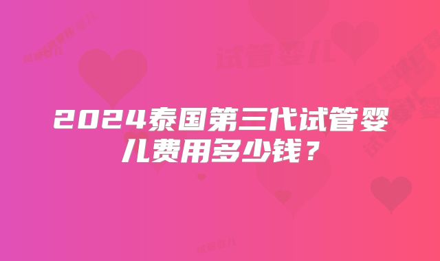 2024泰国第三代试管婴儿费用多少钱？