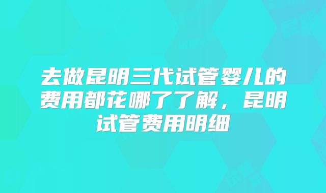 去做昆明三代试管婴儿的费用都花哪了了解，昆明试管费用明细
