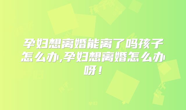 孕妇想离婚能离了吗孩子怎么办,孕妇想离婚怎么办呀!