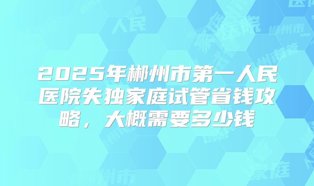 2025年郴州市第一人民医院失独家庭试管省钱攻略，大概需要多少钱