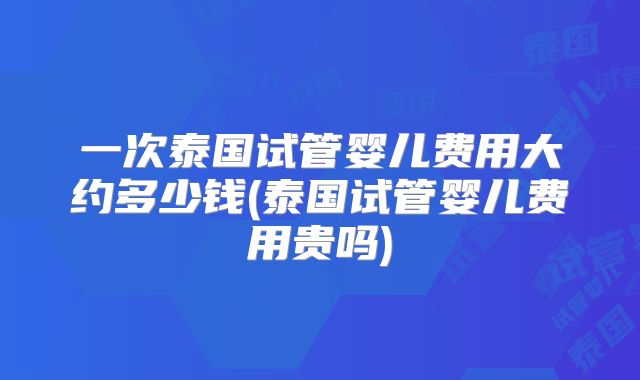 一次泰国试管婴儿费用大约多少钱(泰国试管婴儿费用贵吗)