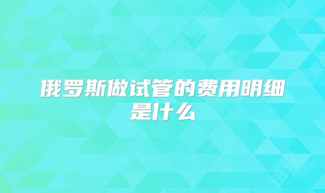 俄罗斯做试管的费用明细是什么