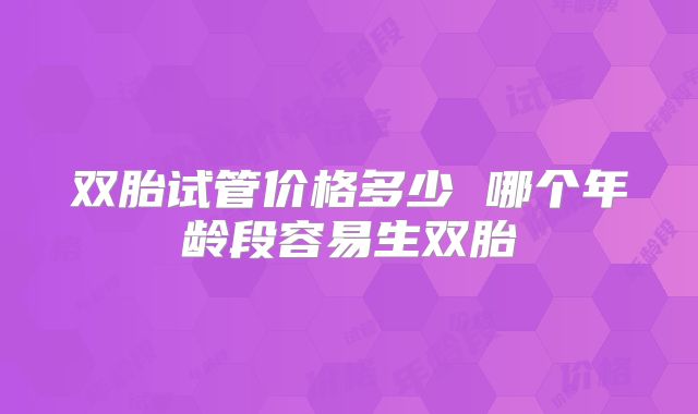 双胎试管价格多少 哪个年龄段容易生双胎