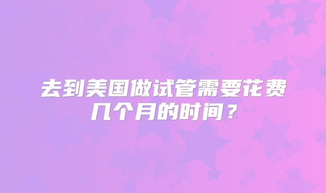 去到美国做试管需要花费几个月的时间？