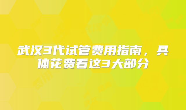 武汉3代试管费用指南，具体花费看这3大部分