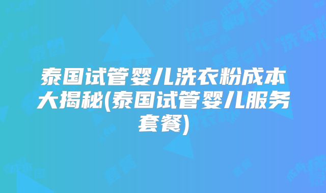 泰国试管婴儿洗衣粉成本大揭秘(泰国试管婴儿服务套餐)