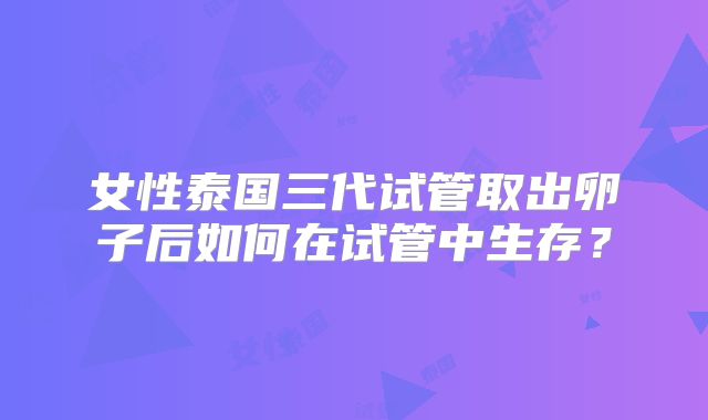 女性泰国三代试管取出卵子后如何在试管中生存?