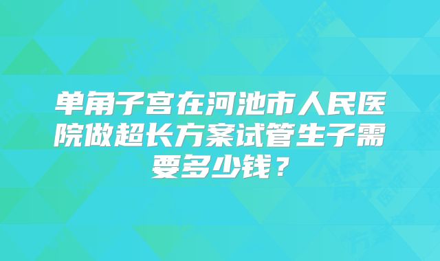 单角子宫在河池市人民医院做超长方案试管生子需要多少钱？