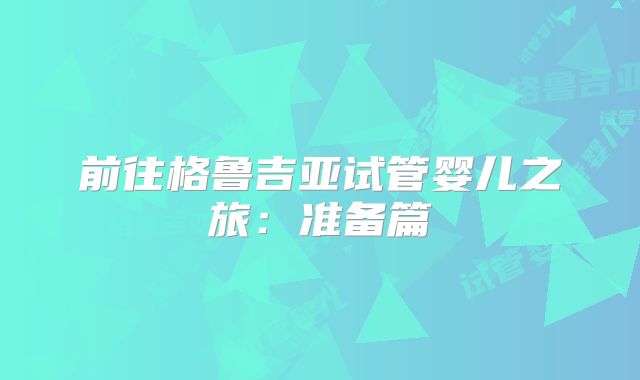前往格鲁吉亚试管婴儿之旅：准备篇