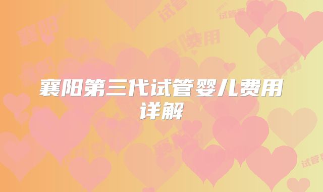 襄阳第三代试管婴儿费用详解