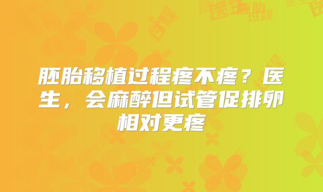 胚胎移植过程疼不疼?医生,会麻醉但试管促排卵相对更疼