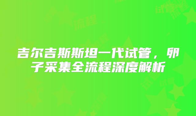 吉尔吉斯斯坦一代试管，卵子采集全流程深度解析