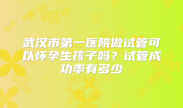 武汉市第一医院做试管可以怀孕生孩子吗？试管成功率有多少
