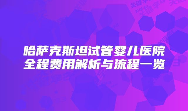 哈萨克斯坦试管婴儿医院全程费用解析与流程一览