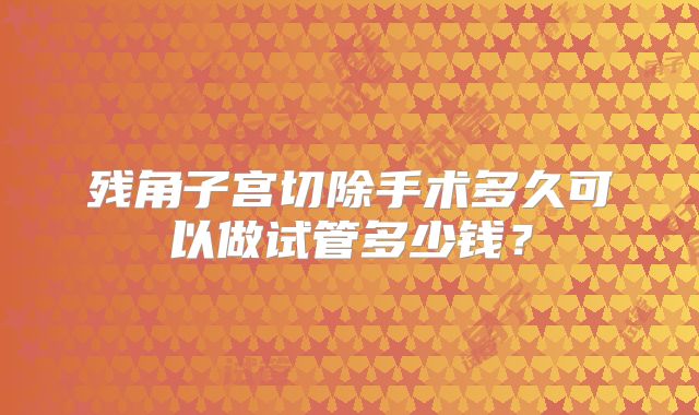 残角子宫切除手术多久可以做试管多少钱？