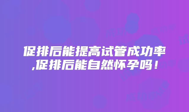 促排后能提高试管成功率,促排后能自然怀孕吗！