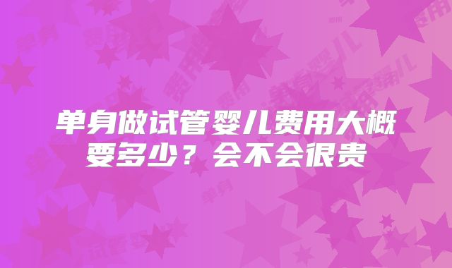 单身做试管婴儿费用大概要多少?会不会很贵